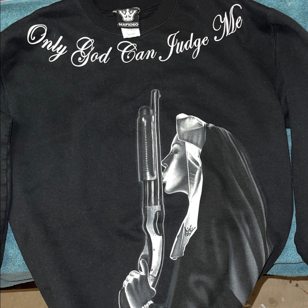 Black Graphic Crew Neck Sweater